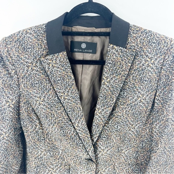 ✅ RENA LANGE BLAZER BLACK/BROWN SIZE 12 - Picture 2 of 6